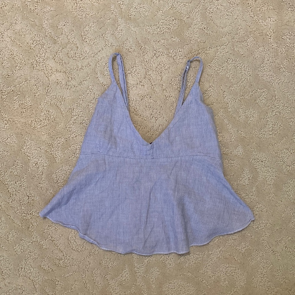 Brandy Melville blue/white striped peplum crop top (One Size)